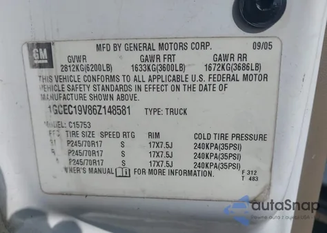 2006 Chevrolet Silverado 1500 Lt1 z USA, uszkodzony, nr VIN 1GCEC19V86Z148581